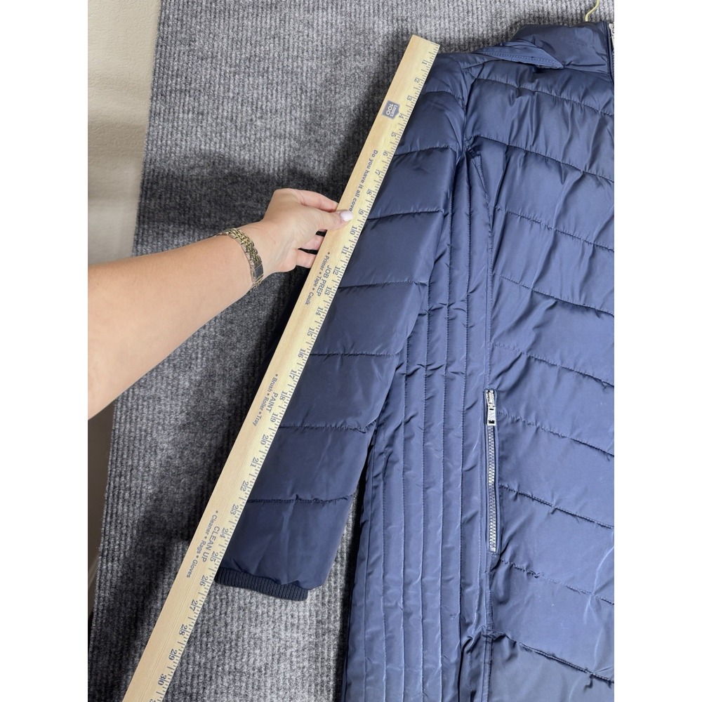 Tommy Hilfiger Women's Navy Blue Hooded Long Puffer Coat Zip XL - Picture 11 of 12